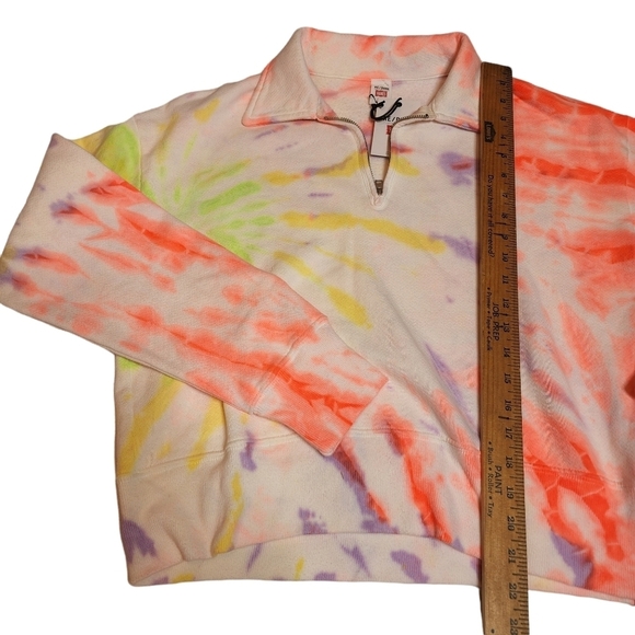 NWT RE/DONE Hanes 70s Neon Space Dye Cotton 1/4 Zip Sweatshirt Size Medium - Picture 16 of 16